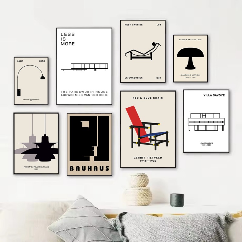 Interior Design Layout - 클래식 파른스워스 하우스 바우하우스 디자인 추상
