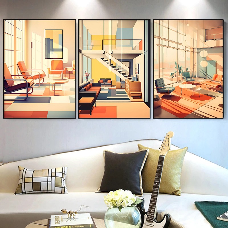 프레임리스 빈티지 인테리어 건축 포스터 미드 센추리 바 - Interior Design Layout 리뷰 및 가격